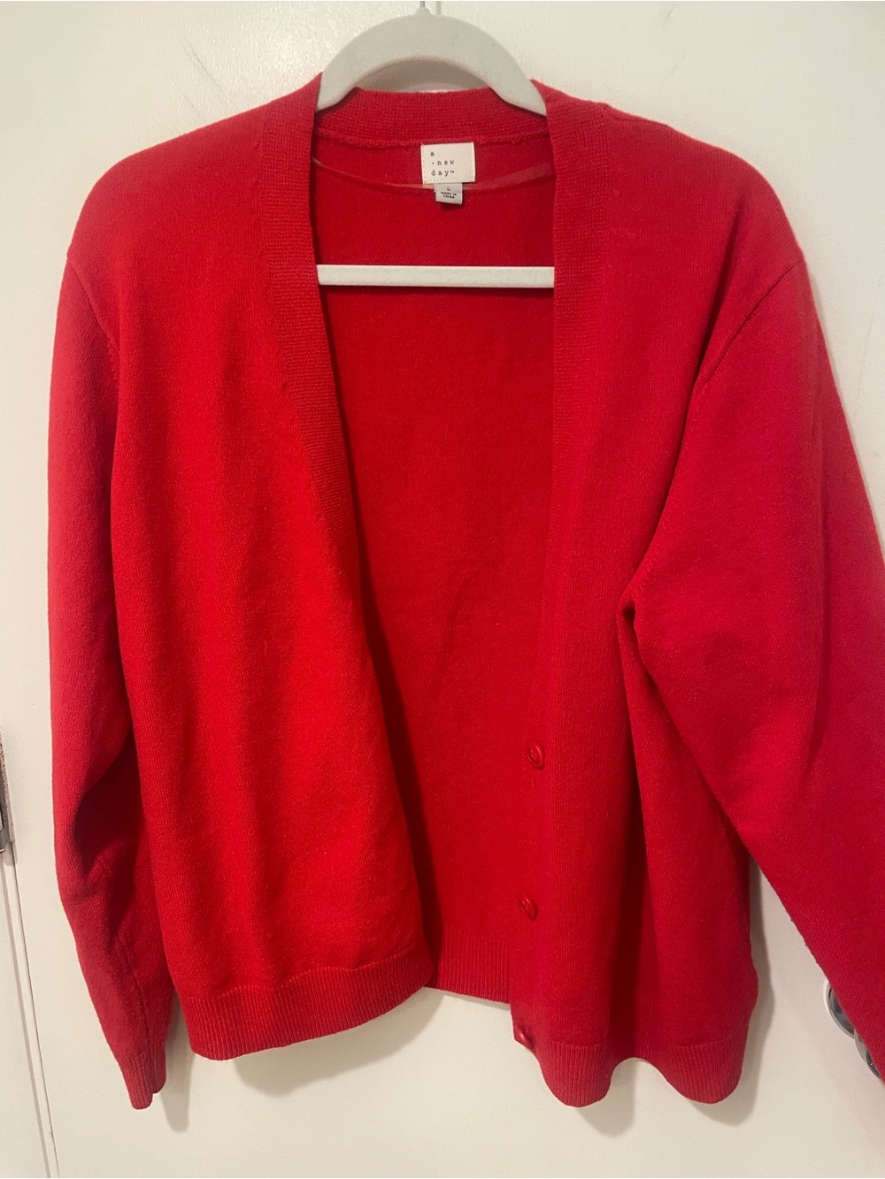 A New Day Women’s Red Soft Sweater Cardigan Size L ladies
